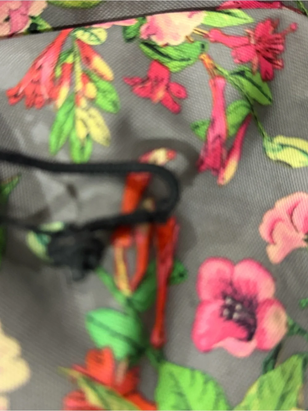 Jansport Floral Backpack in Gray with Pink & Cream Flowers